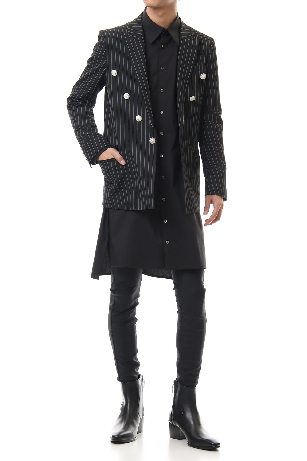 Cozmicool Pin Striped Stretch Jacket (Black × Off White)