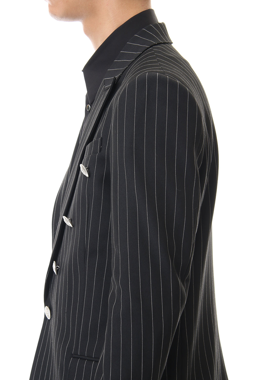 Cozmicool Pin Striped Stretch Jacket (Black × Off White)