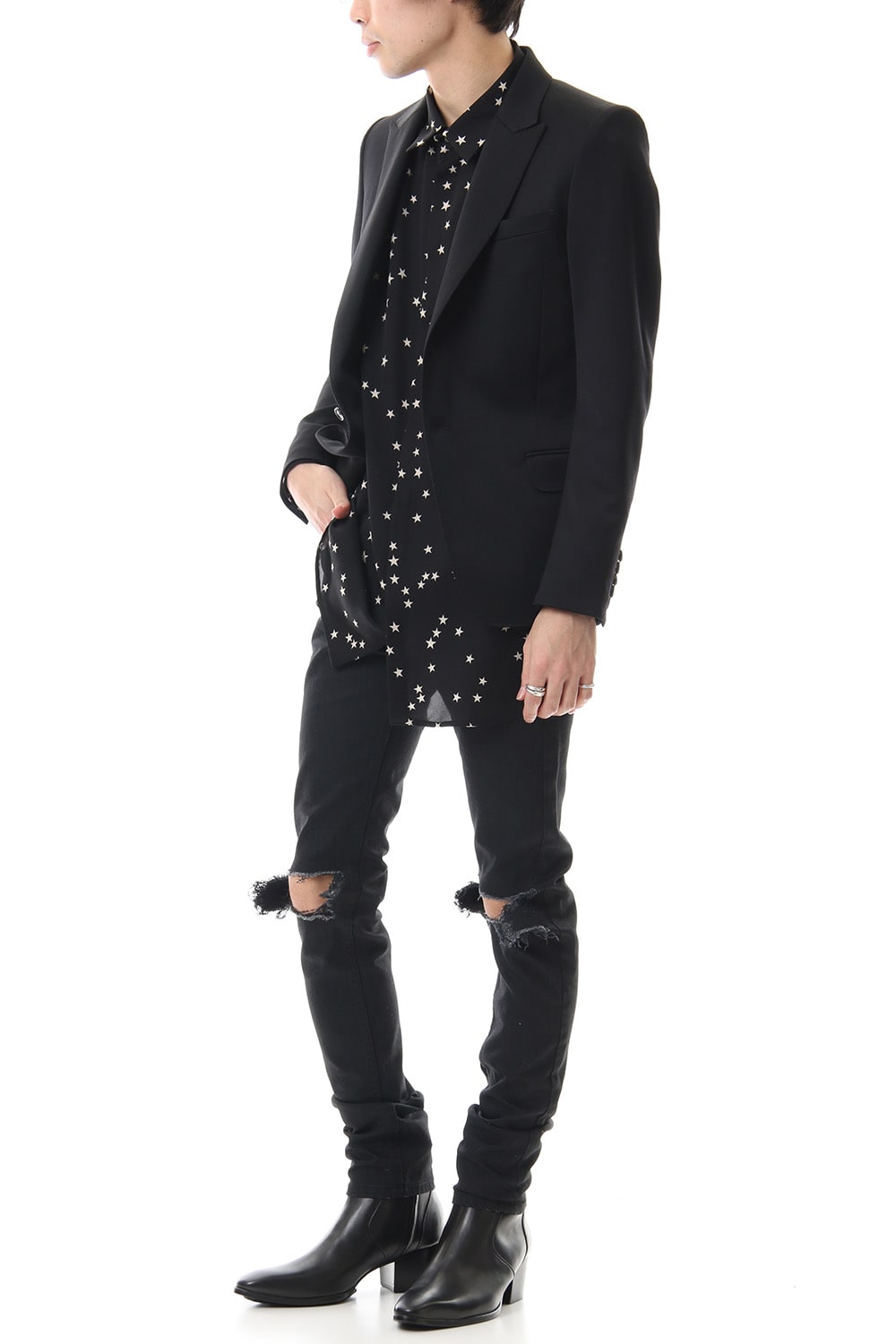 Knee Crushed Pants (Black)