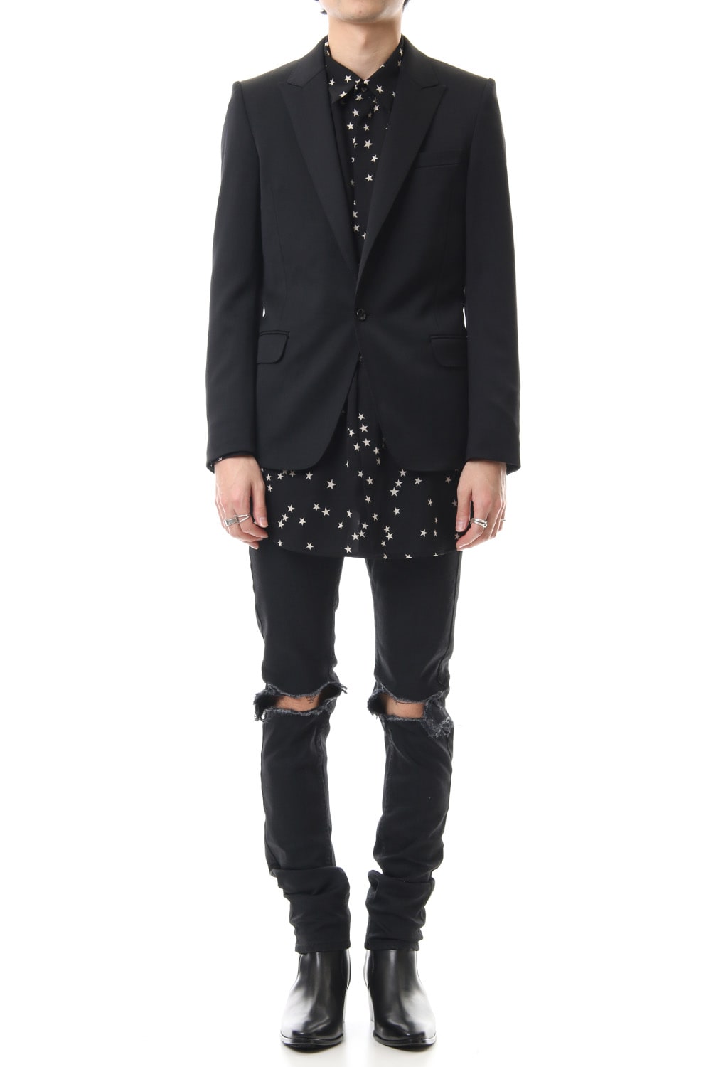 Knee Crushed Pants (Black)