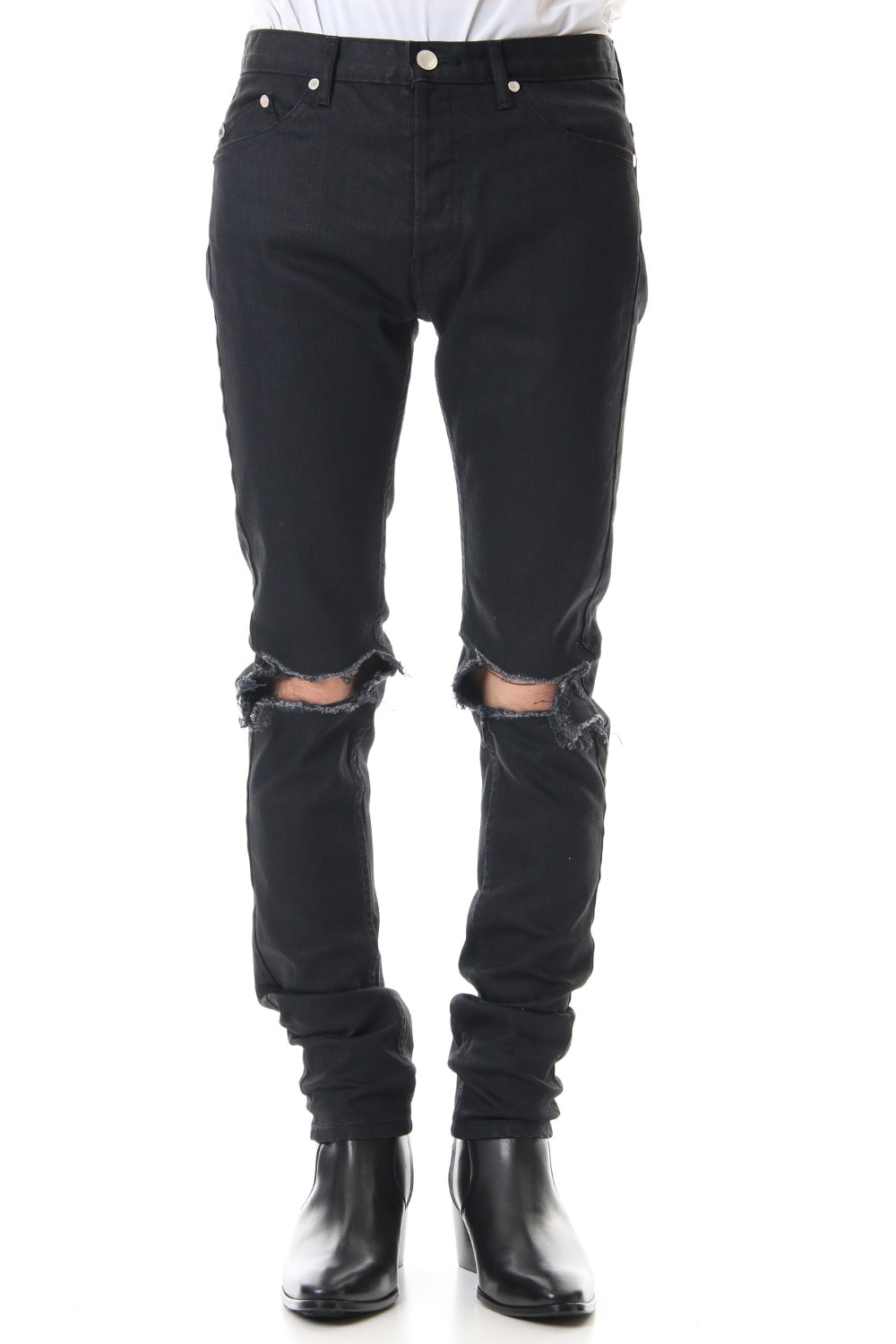 Knee Crushed Pants (Black)