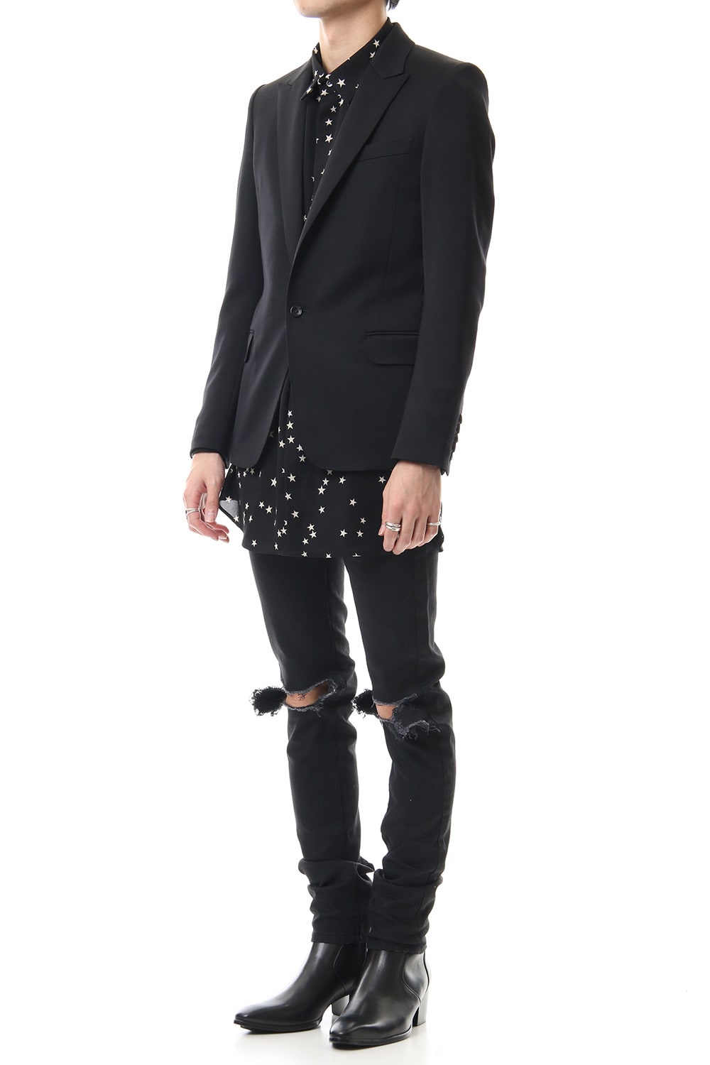 Knee Crushed Pants (Black)