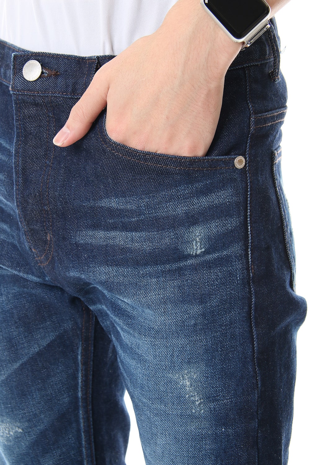 Knee Crushed Pants (Blue)