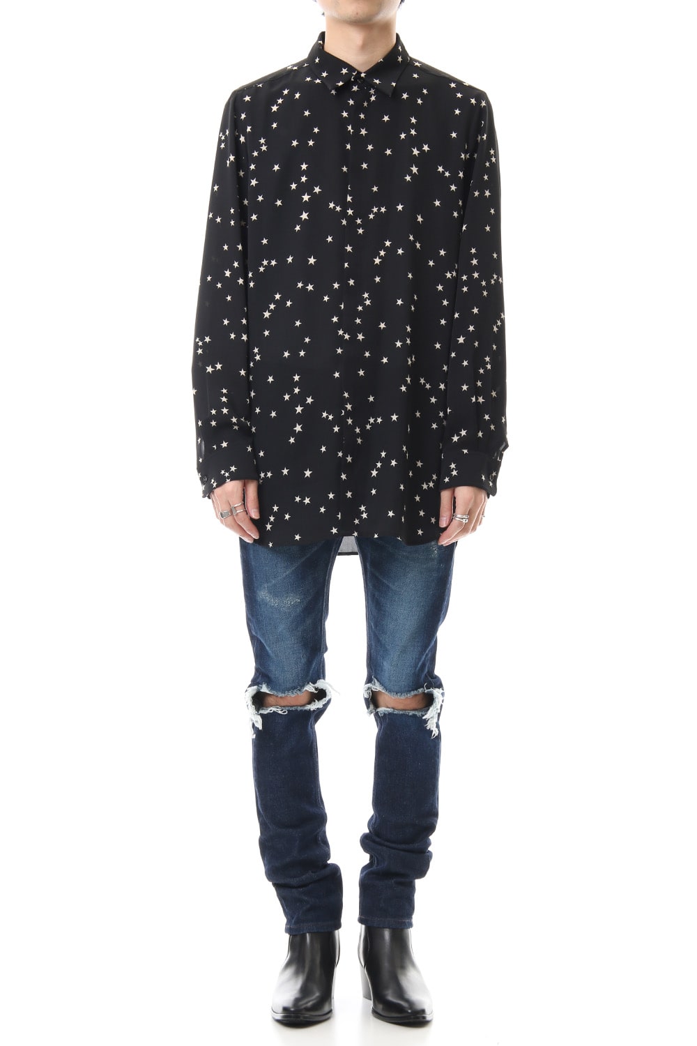 Knee Crushed Pants (Blue)