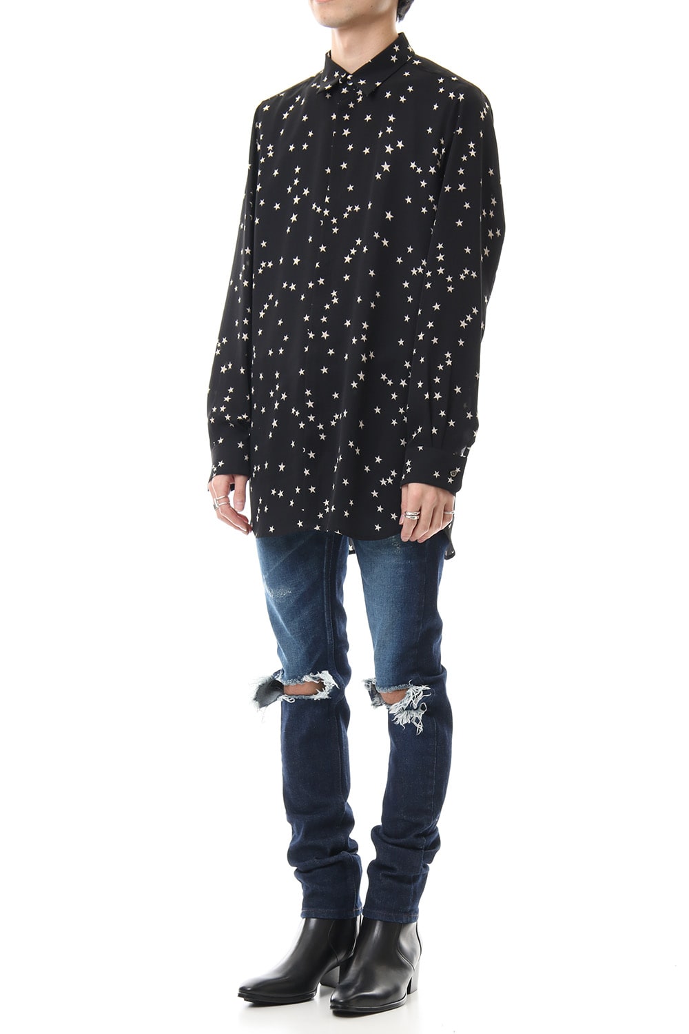 Knee Crushed Pants (Blue)