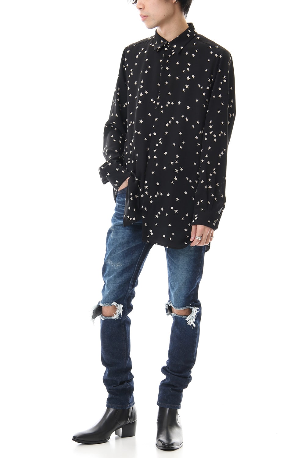 Knee Crushed Pants (Blue)