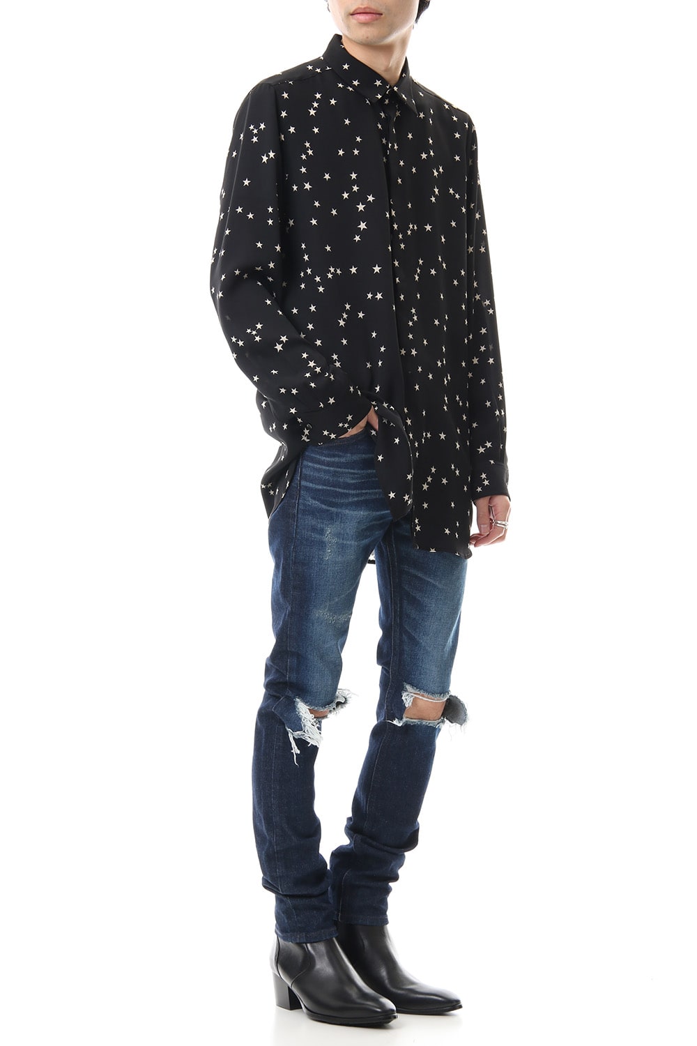 Knee Crushed Pants (Blue)