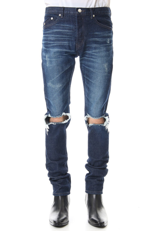 Knee Crushed Pants (Blue)