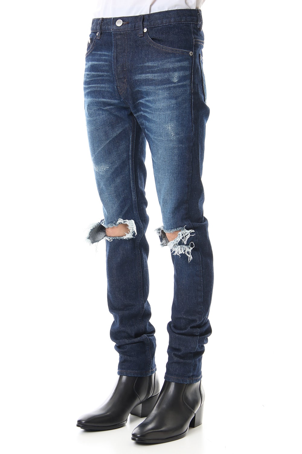 Knee Crushed Pants (Blue)