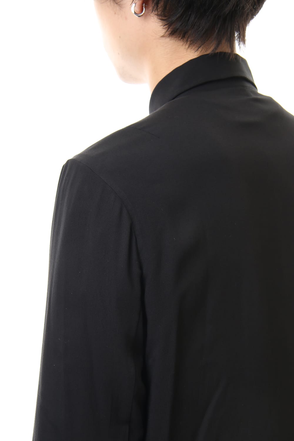 Ethnic embroidery long shirt Black × Off White