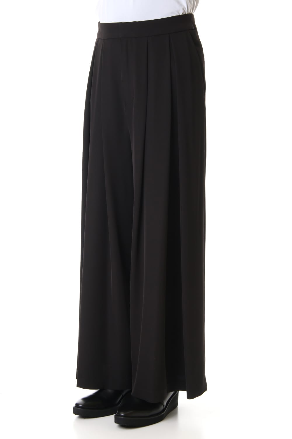Dry Georgette Stretch Tuck Wide Pants