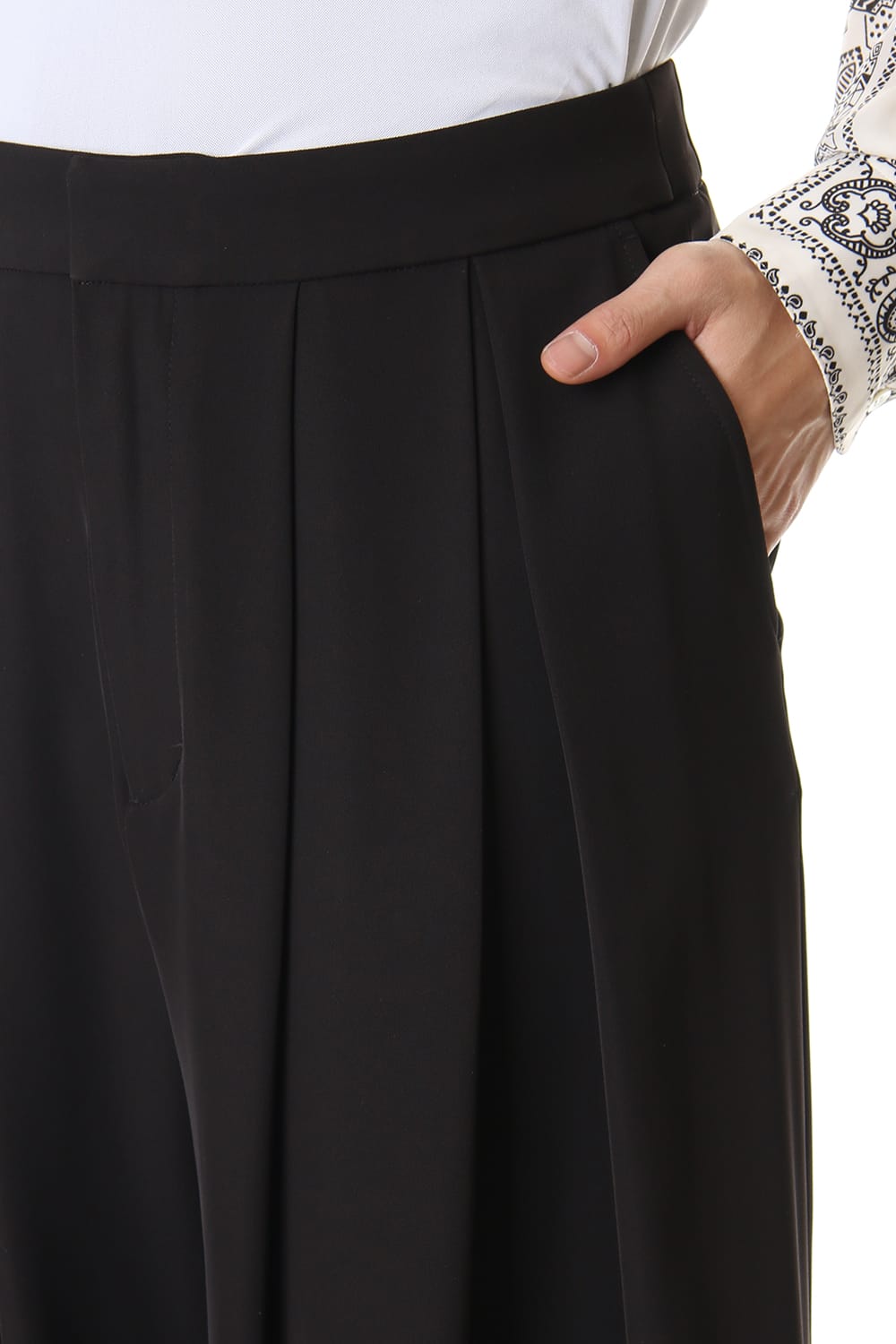 Dry Georgette Stretch Tuck Wide Pants