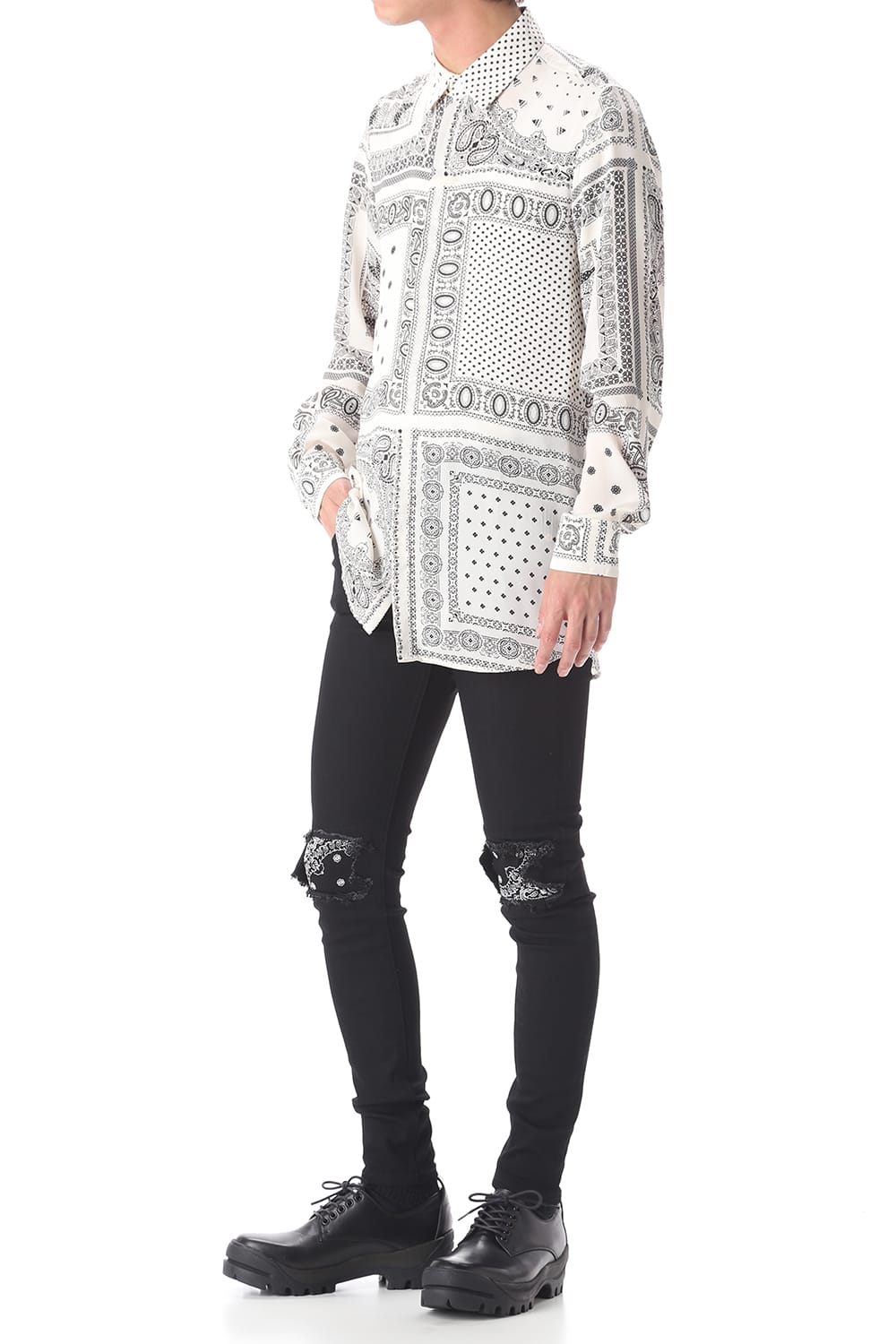 EX fit denim leggings pants (Bandana embroidery)