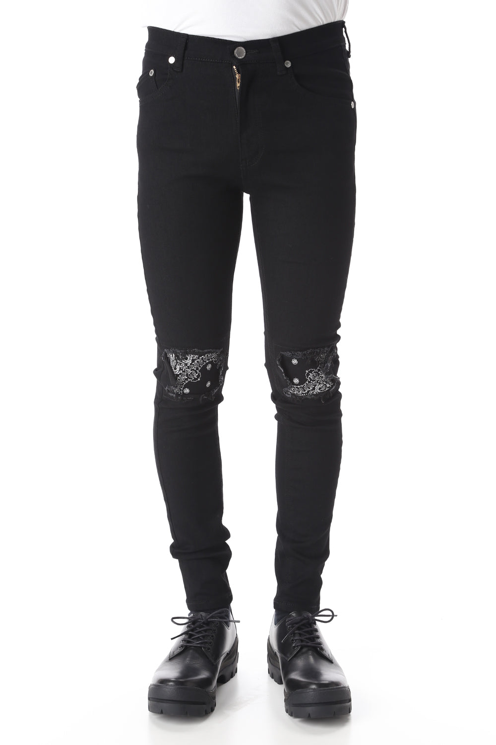 EX fit denim leggings pants (Bandana embroidery)