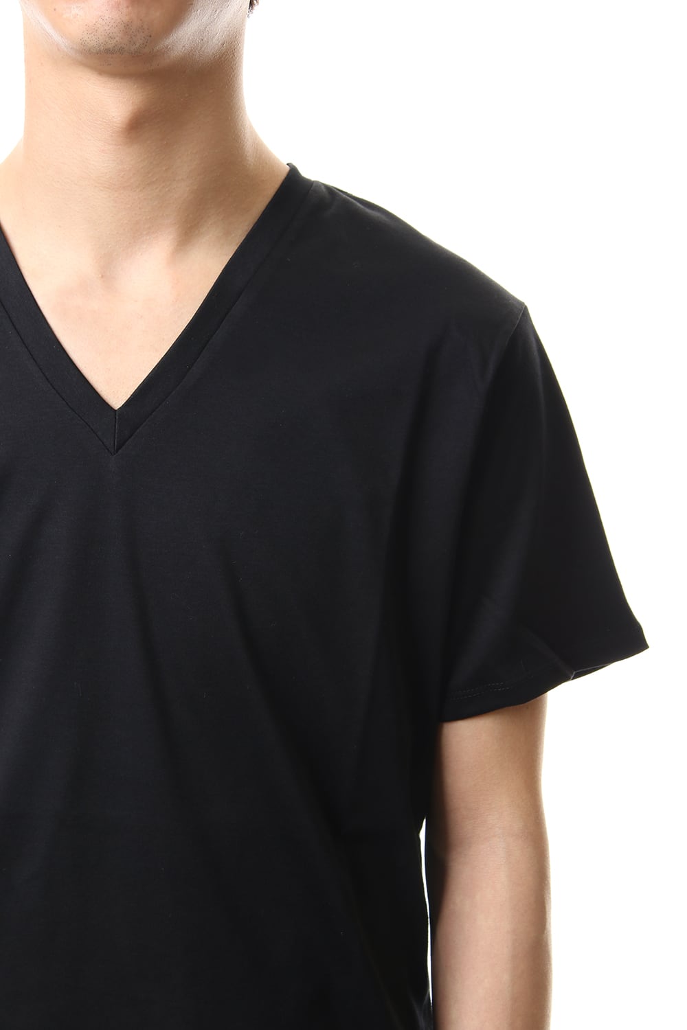 60/1 Bio Mercerization Smooth V neck Cutsew Black