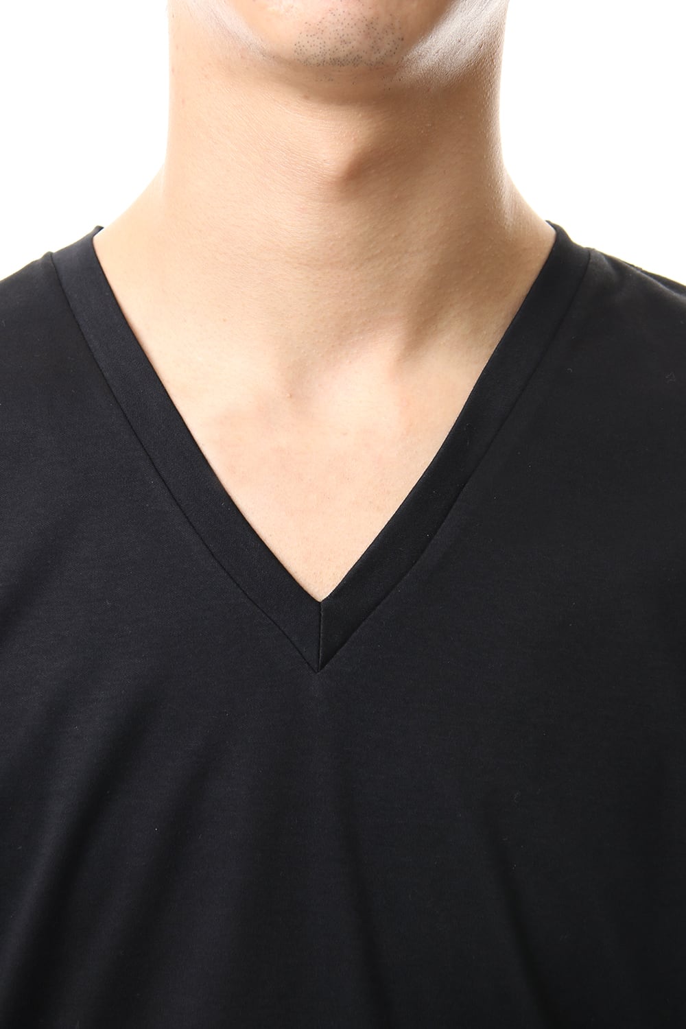 60/1 Bio Mercerization Smooth V neck Cutsew Black