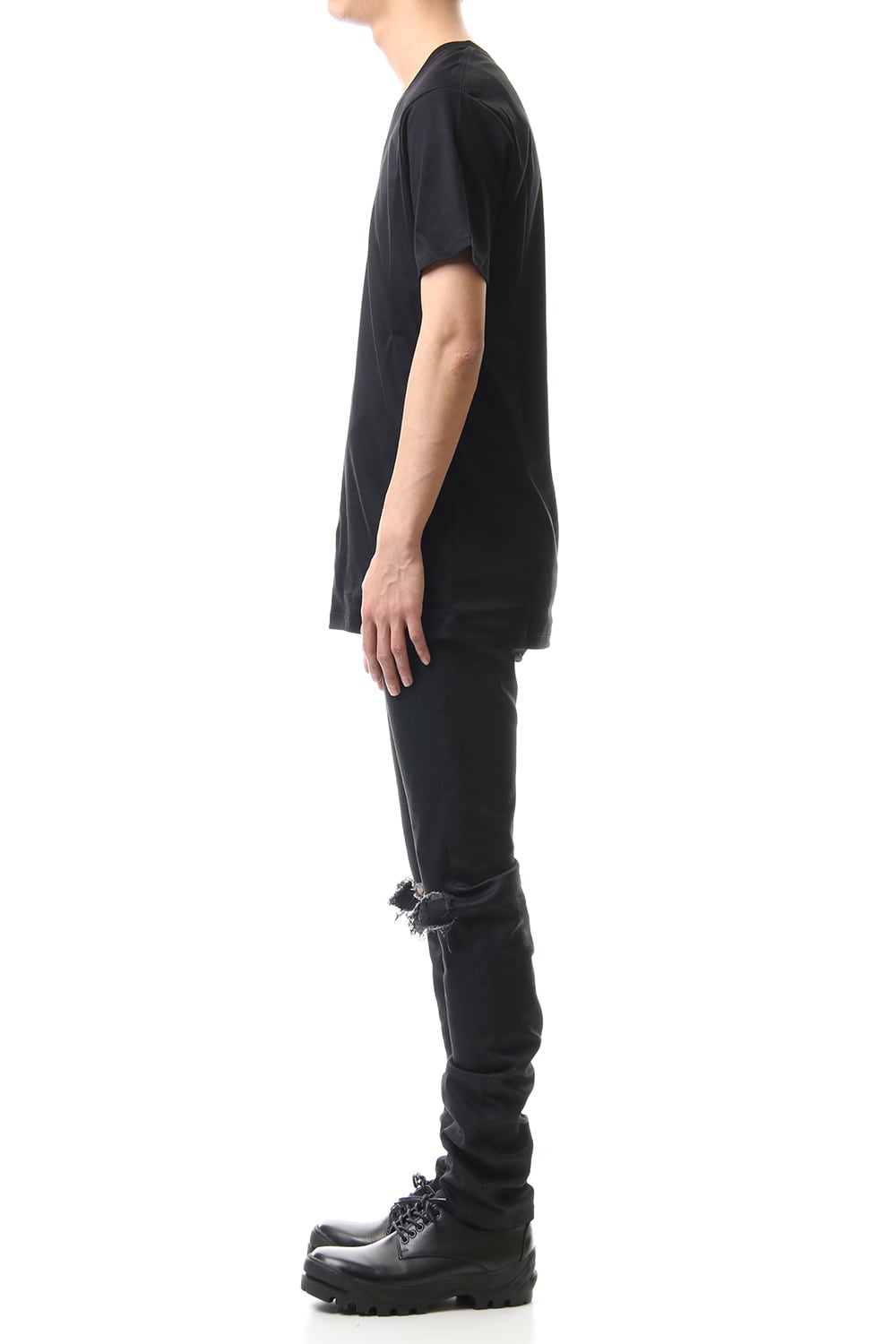 60/1 Bio Mercerization Smooth V neck Cutsew Black