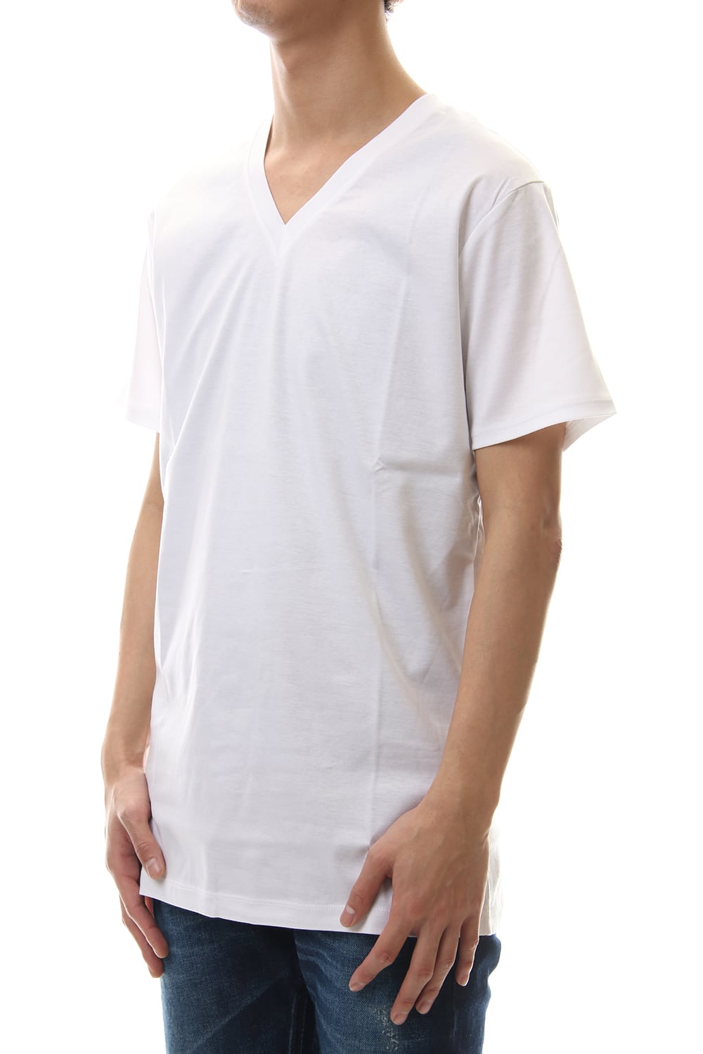 60/1 Bio Mercerization Smooth V neck Cutsew White