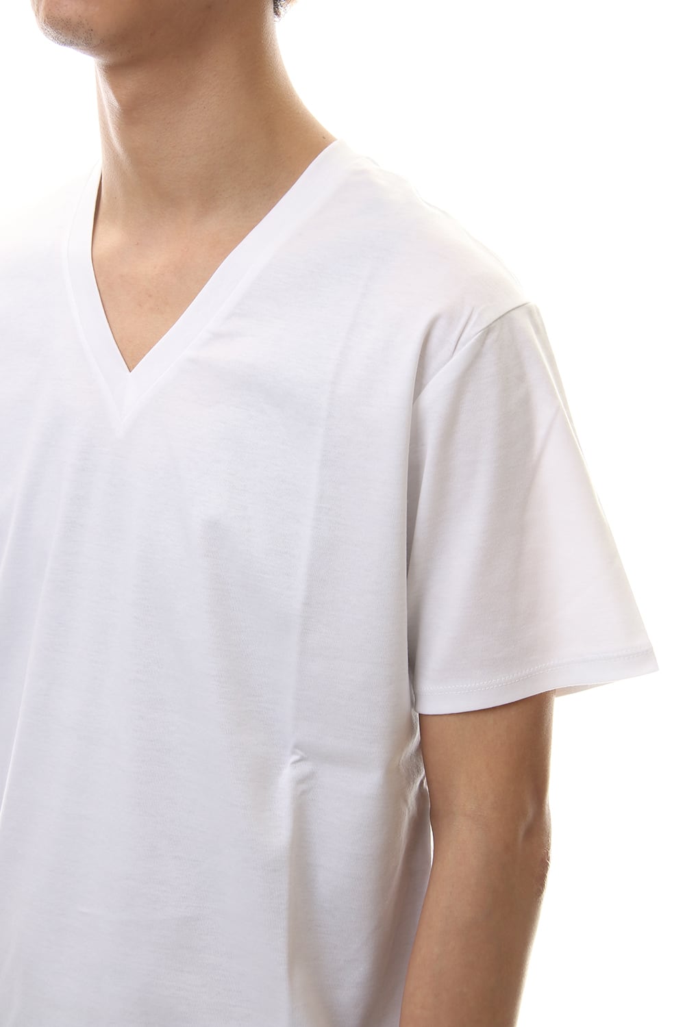 60/1 Bio Mercerization Smooth V neck Cutsew White