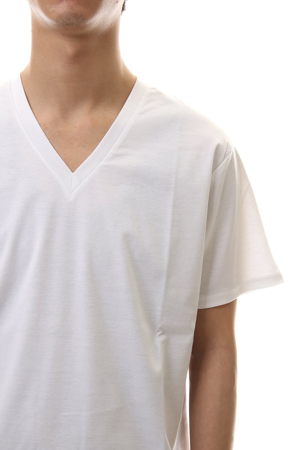 60/1 Bio Mercerization Smooth V neck Cutsew White