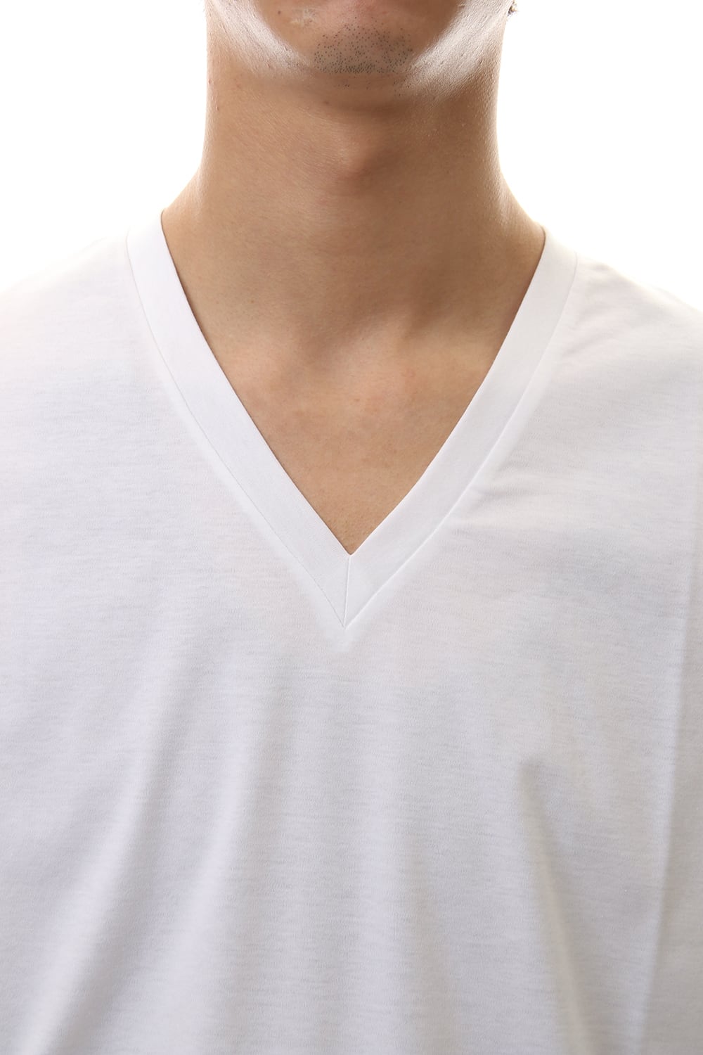 60/1 Bio Mercerization Smooth V neck Cutsew White