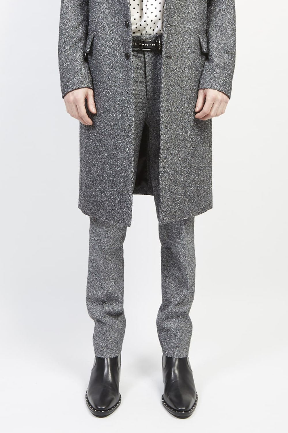 Loop yarn melange tweed slacks