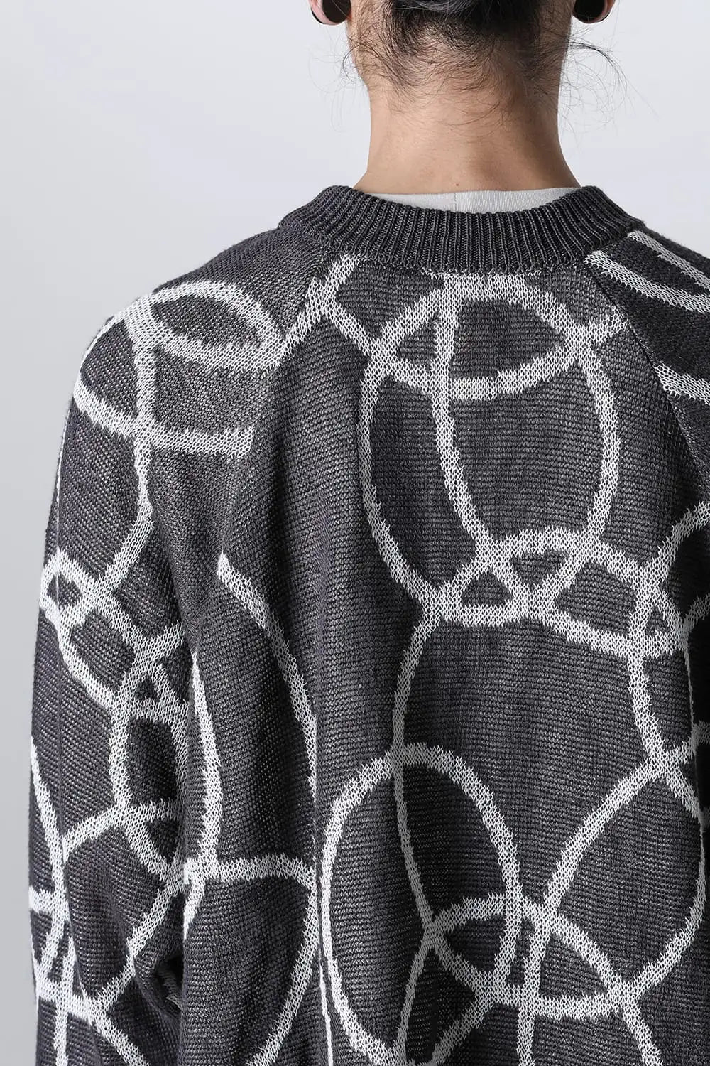 KNITTED CREW NECK Hemp yarn 7gg DK GREY