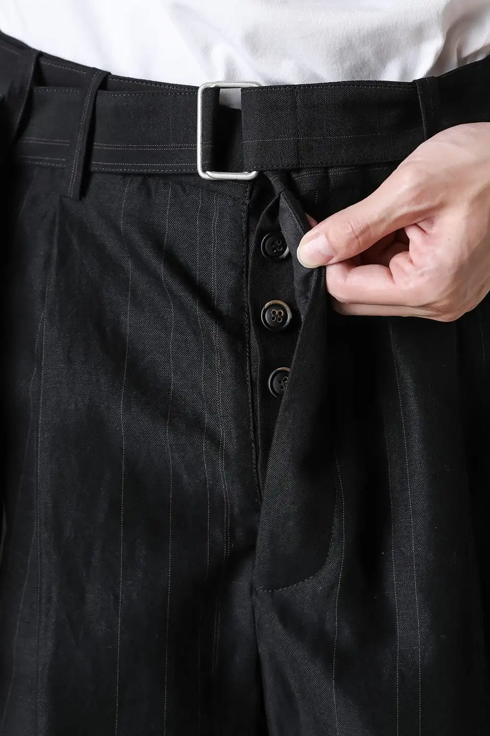 Cuffs baggy pant cotton / linen stripe