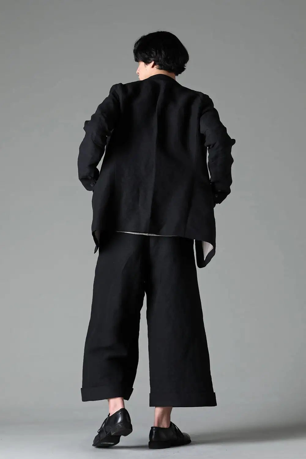 Cropped baggy pants linen / japanese paper