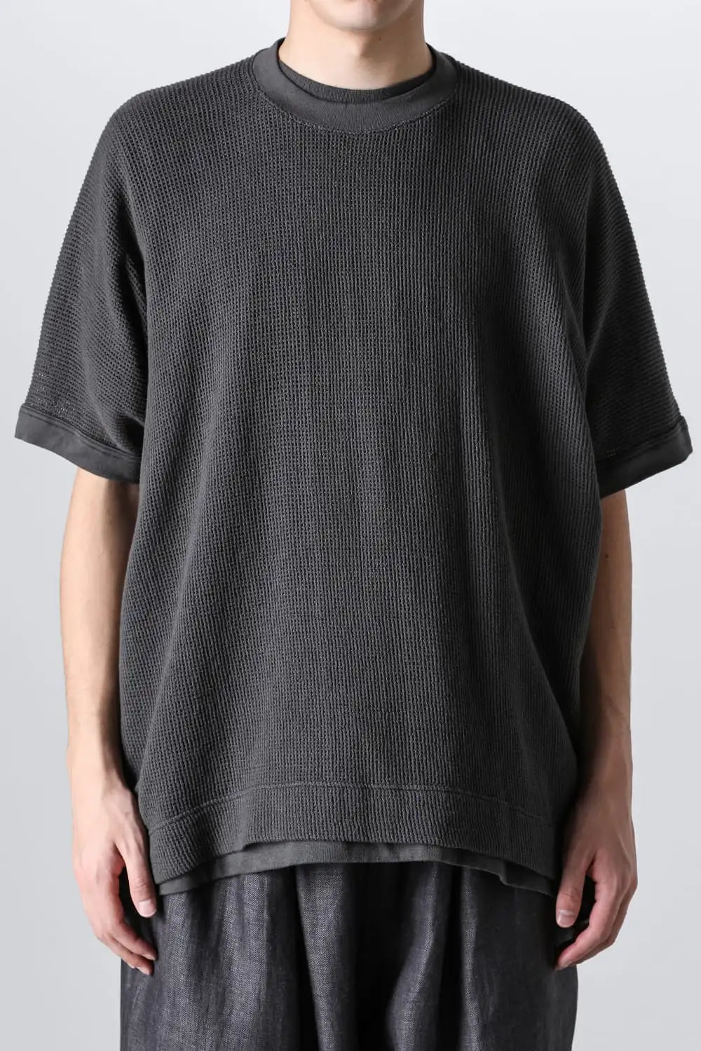 BACIC MESH TEE Cotton Mesh BLACK