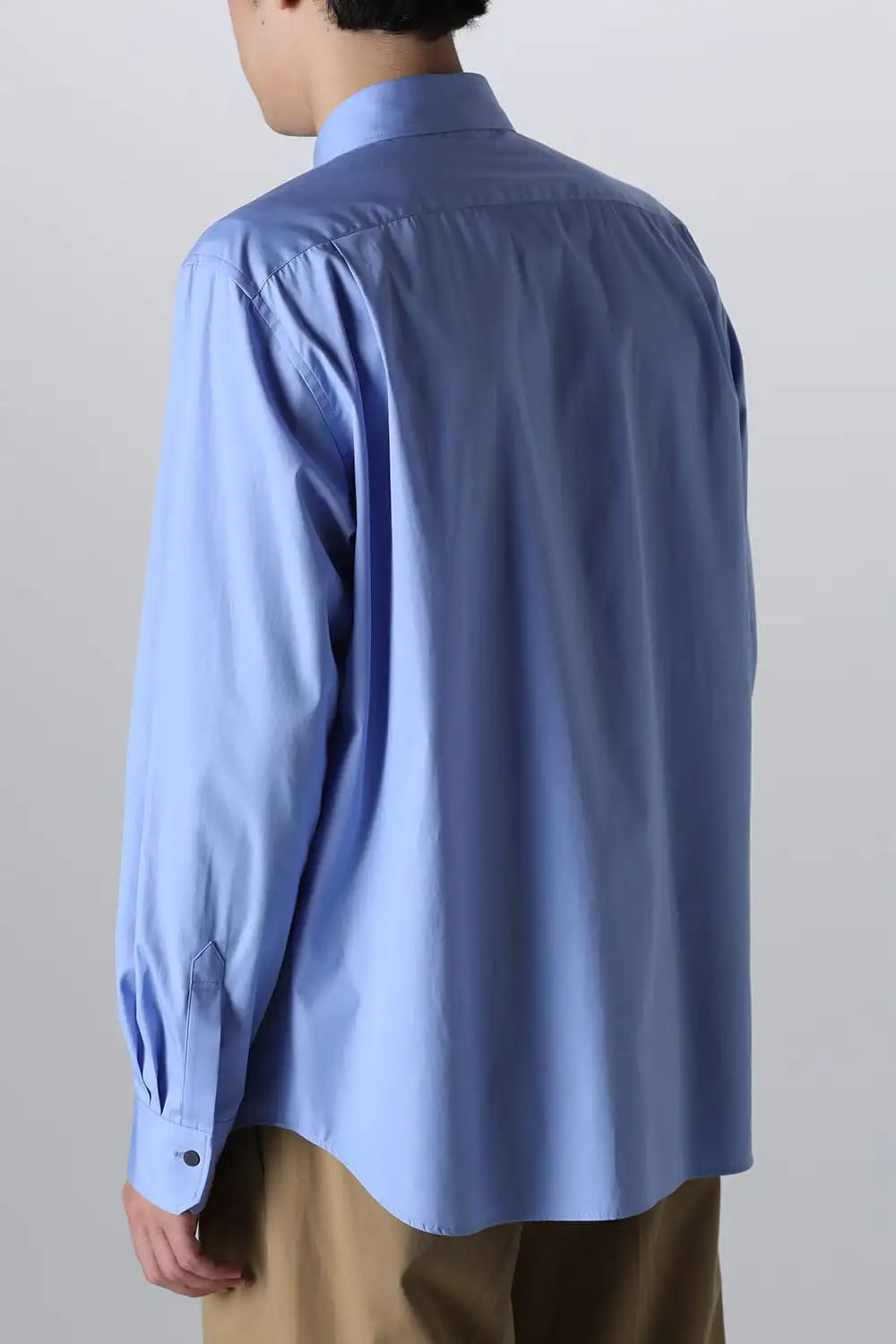 フロントパネルシャツウィズレザータブ Sax