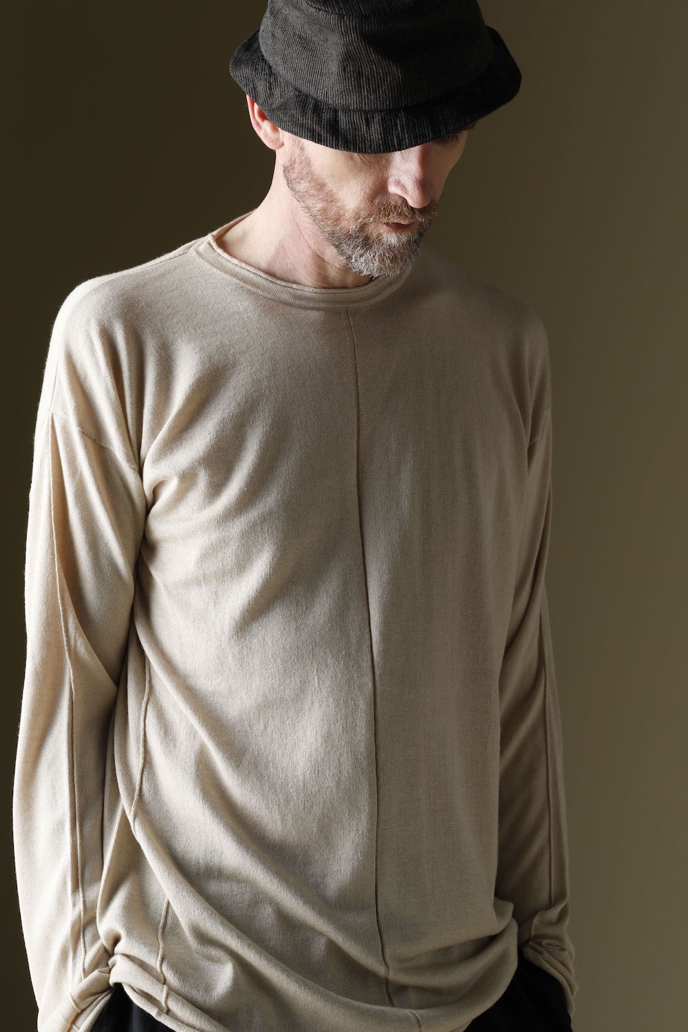 Knit long sleeve silk / cashmere Sand Beige