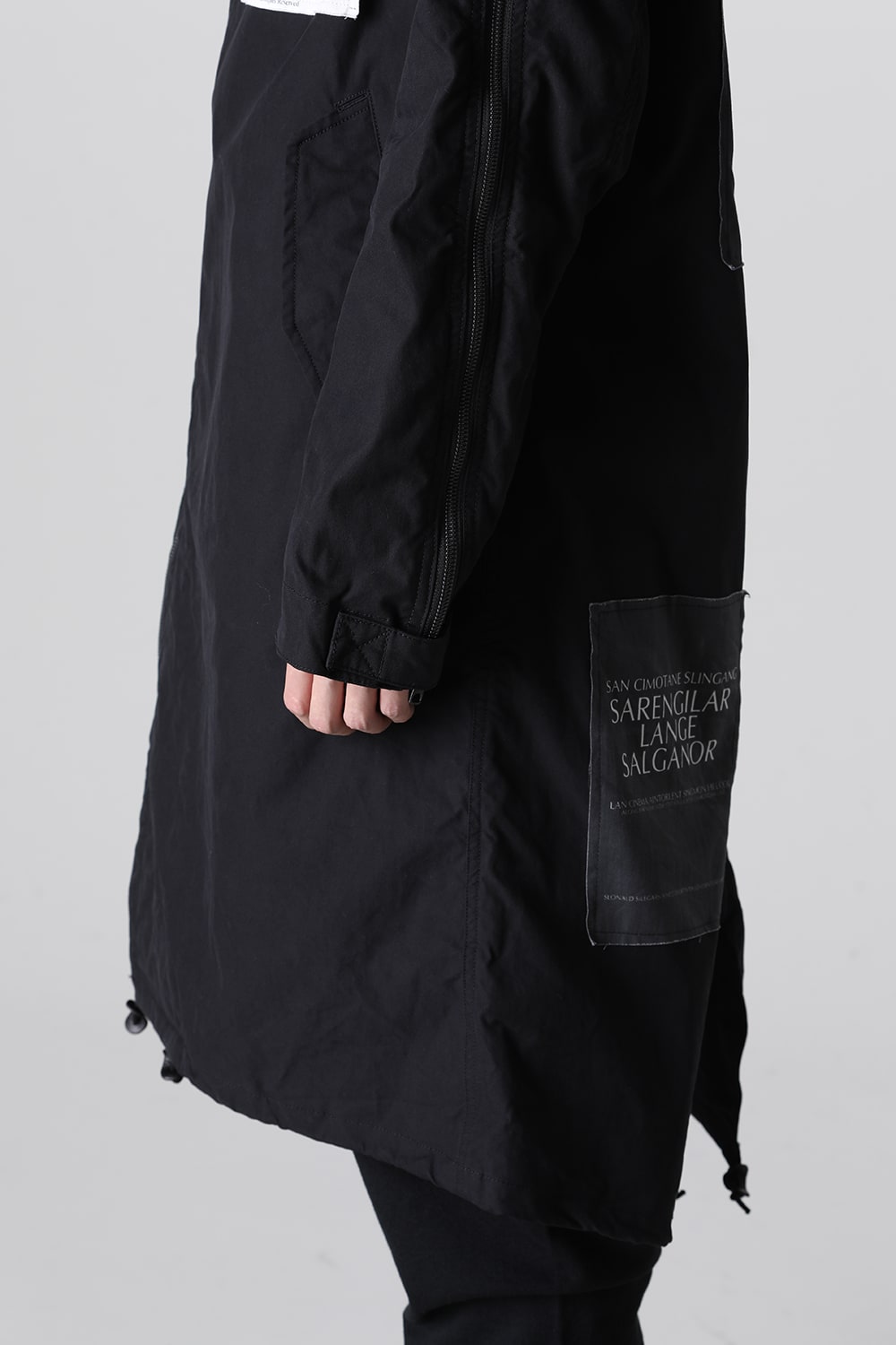 Multi Zip Military Hoodie Coat w/Printed Patches