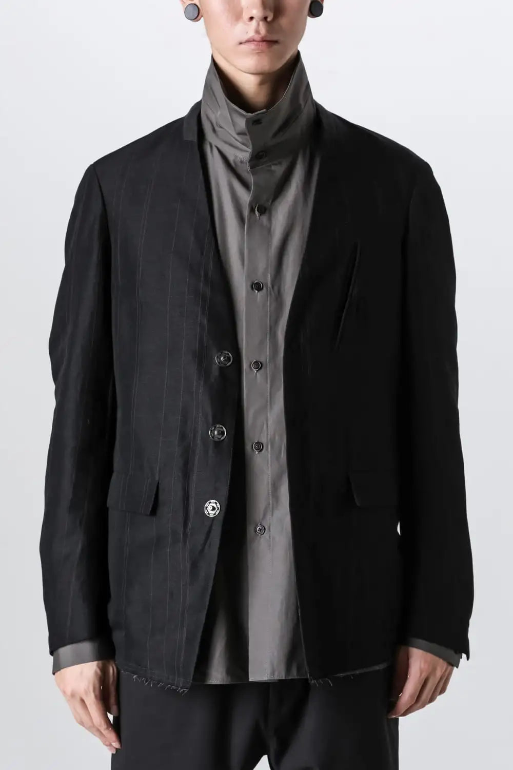 ジャケット コットン リネン ストライプ