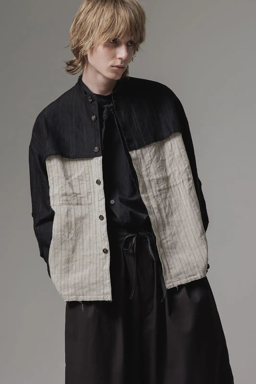 Shirt cotton / linen stripe