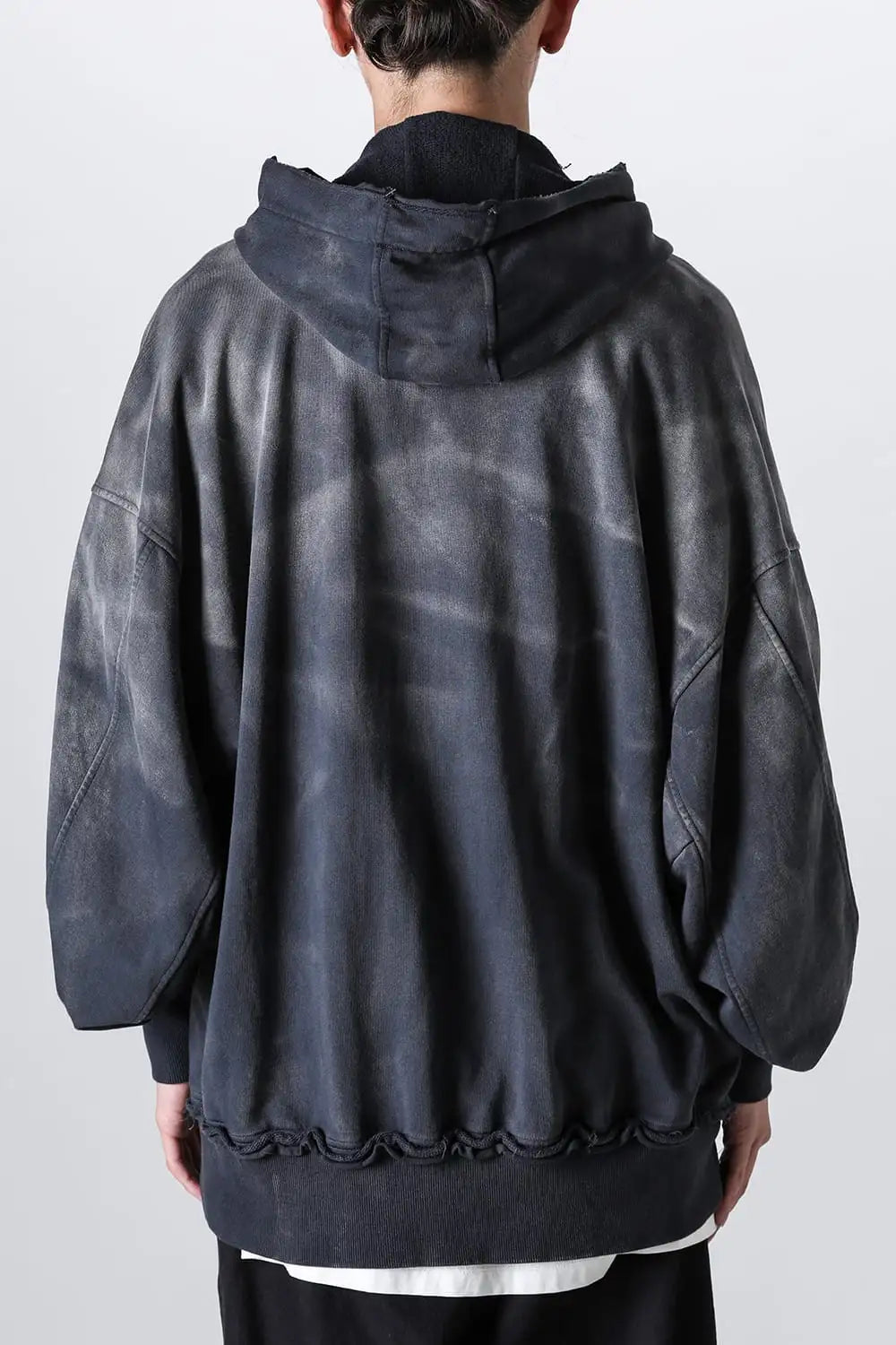 Faded Garment Wash Sweat Hoodie Black