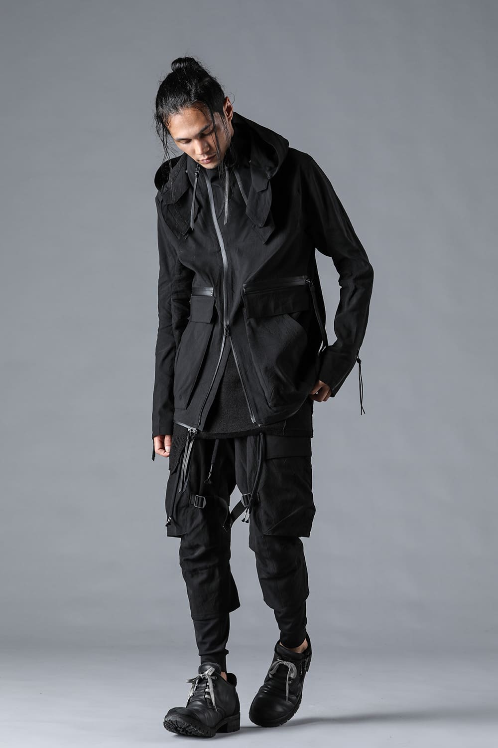 Salt-Shrunk Washed Dobby Border Military Coat