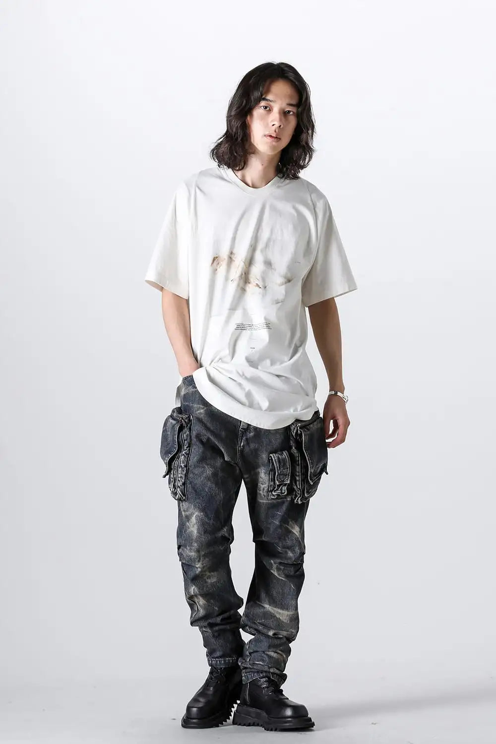 10oz Bleached Denim Wash Cargo Pants Indigo