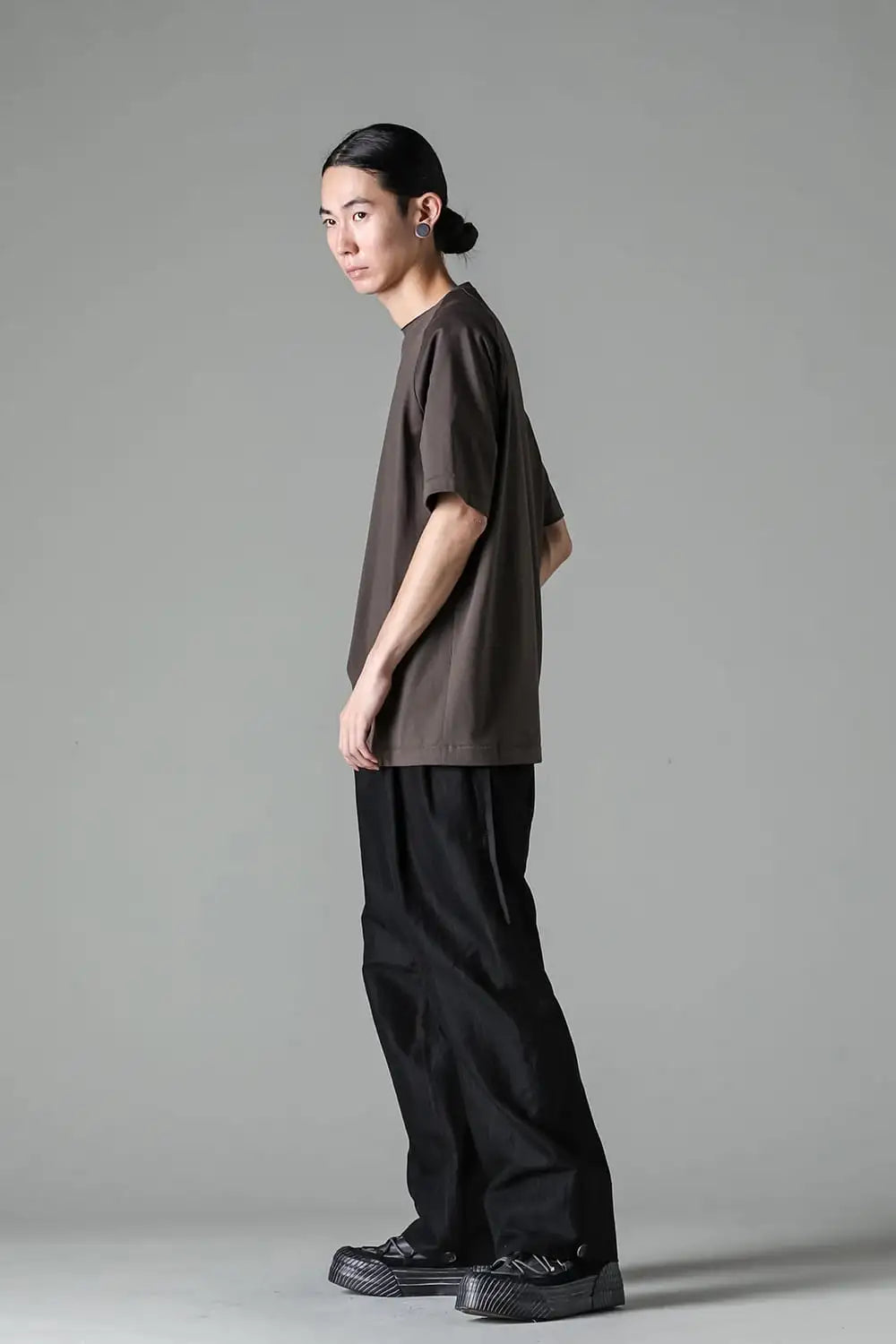 Cuffs baggy pant cotton / linen stripe