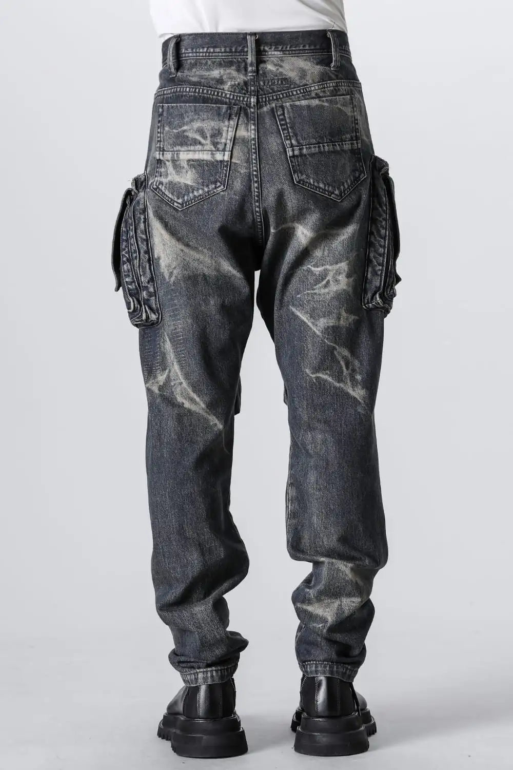 10oz Bleached Denim Wash Cargo Pants Indigo