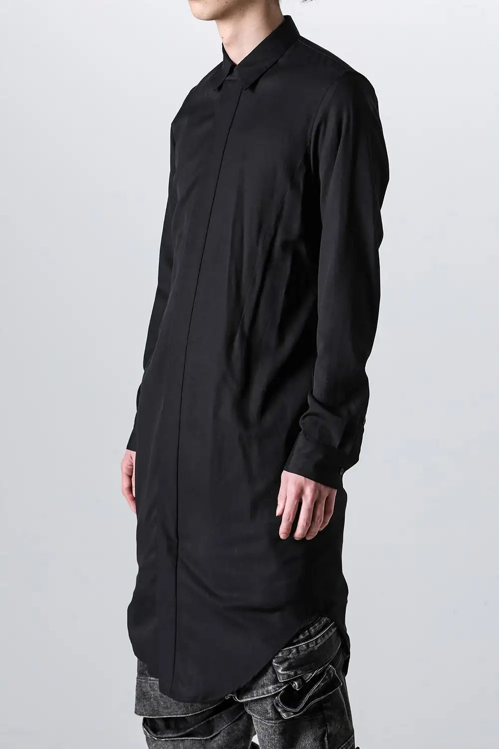 Rayon / Cotton Cloth Regular Collar Long Shirt