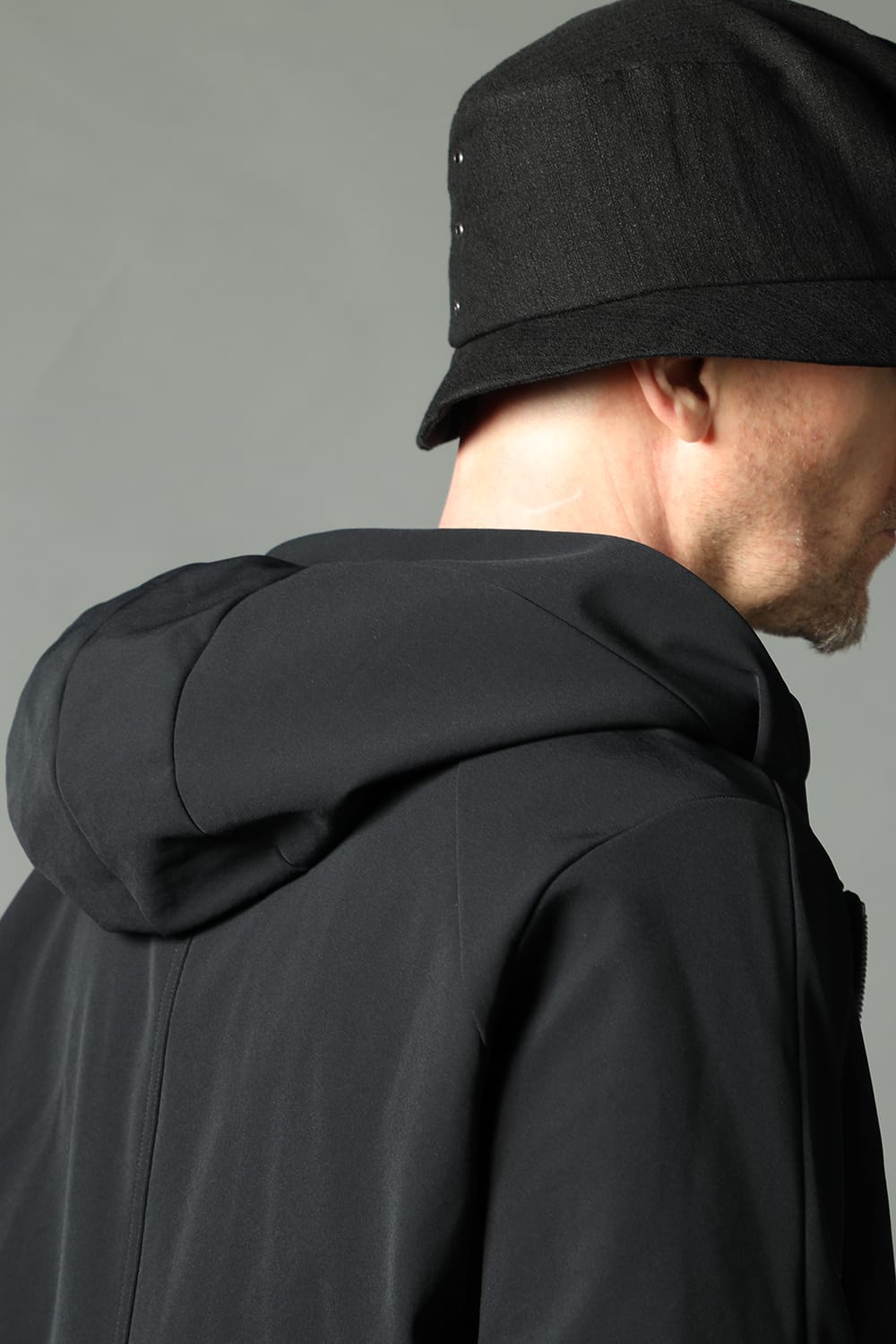 Hooded jacket merino wool jersey bonding