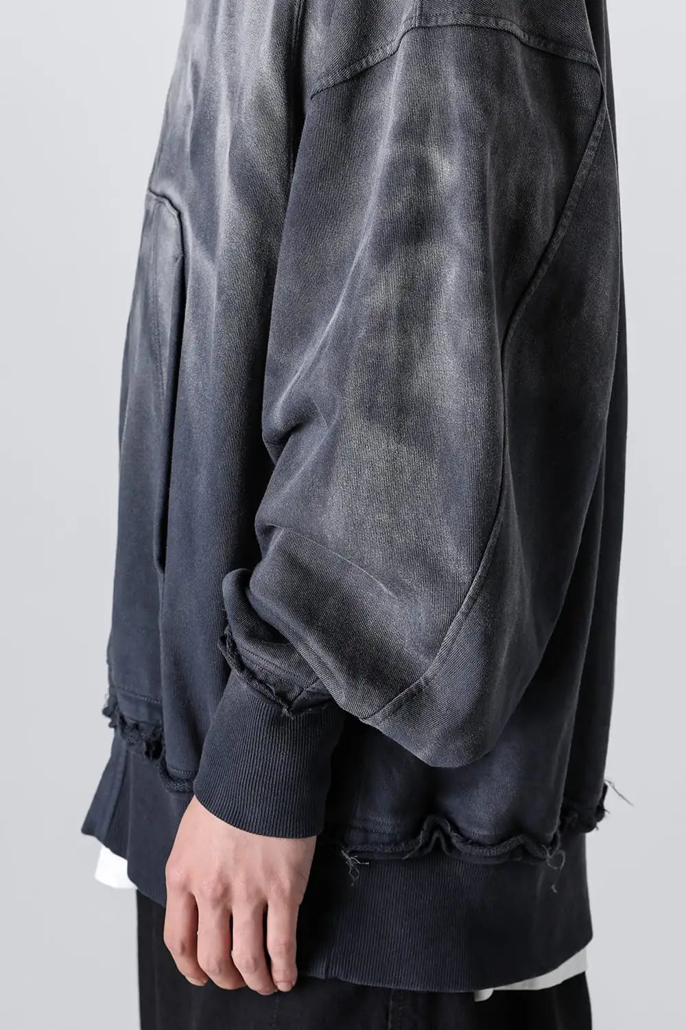 Faded Garment Wash Sweat Hoodie Black