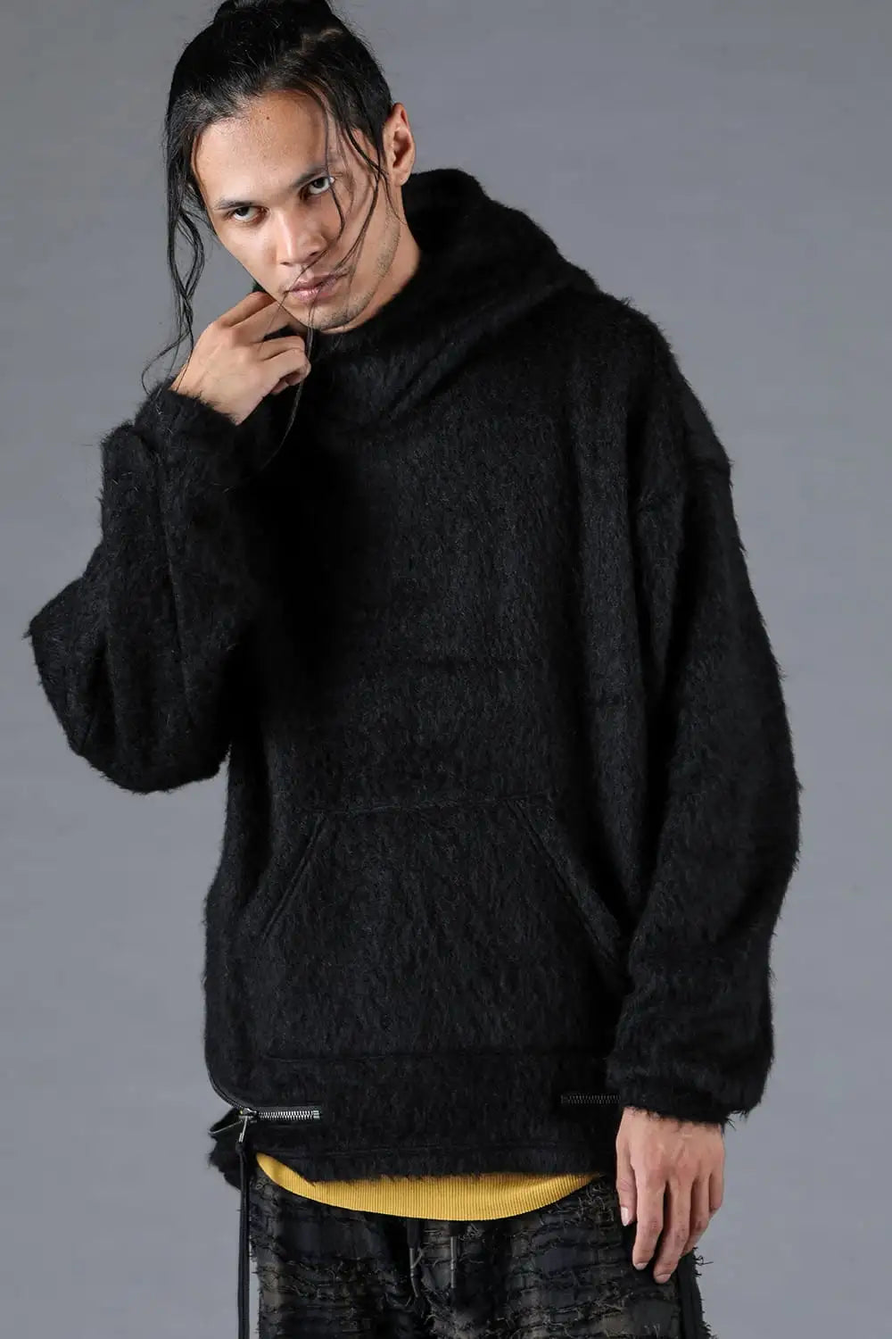 Alpaca Shaggy Oversized Hooded Pullover