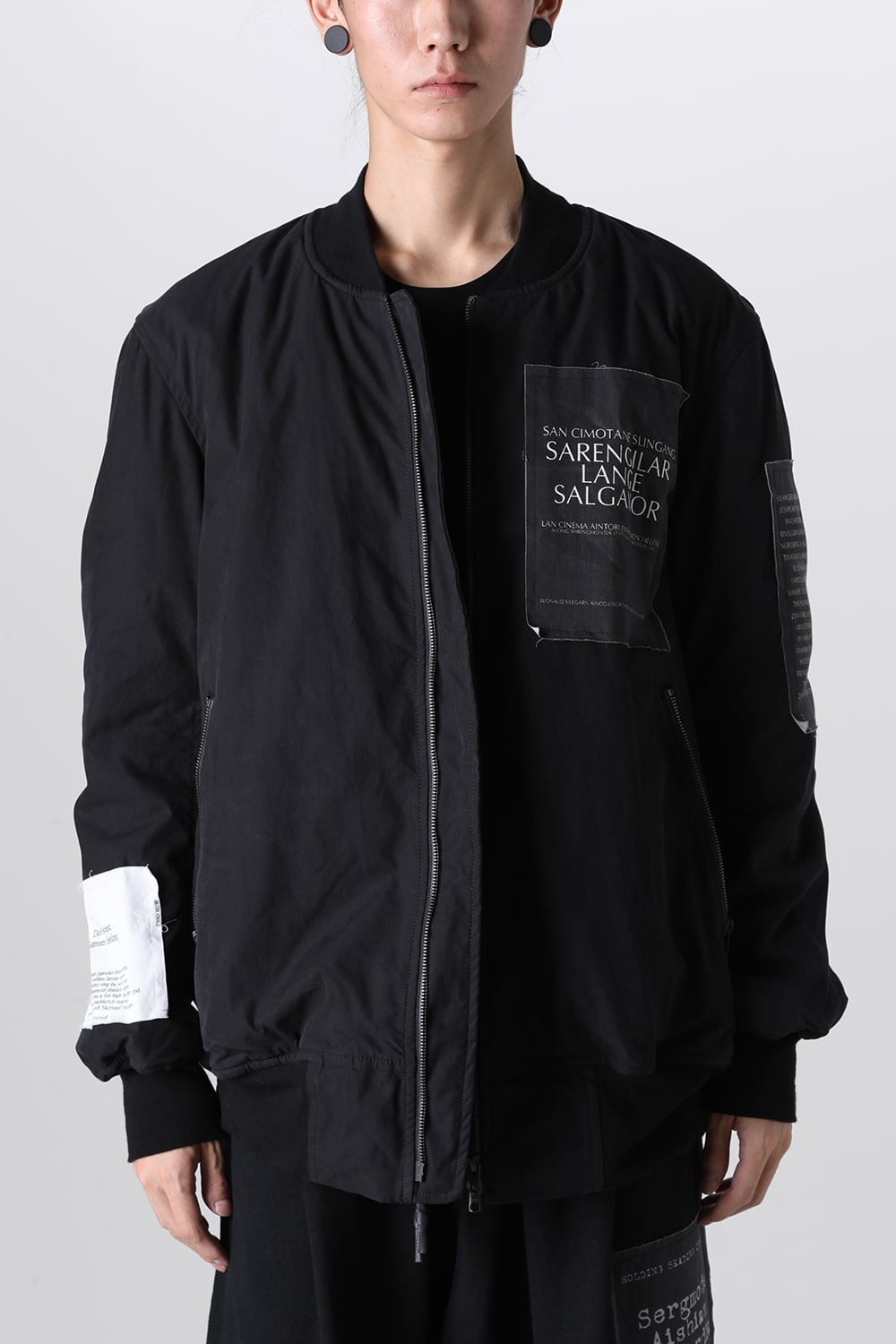 Oversized Bomber Jacket w/Printed Patches