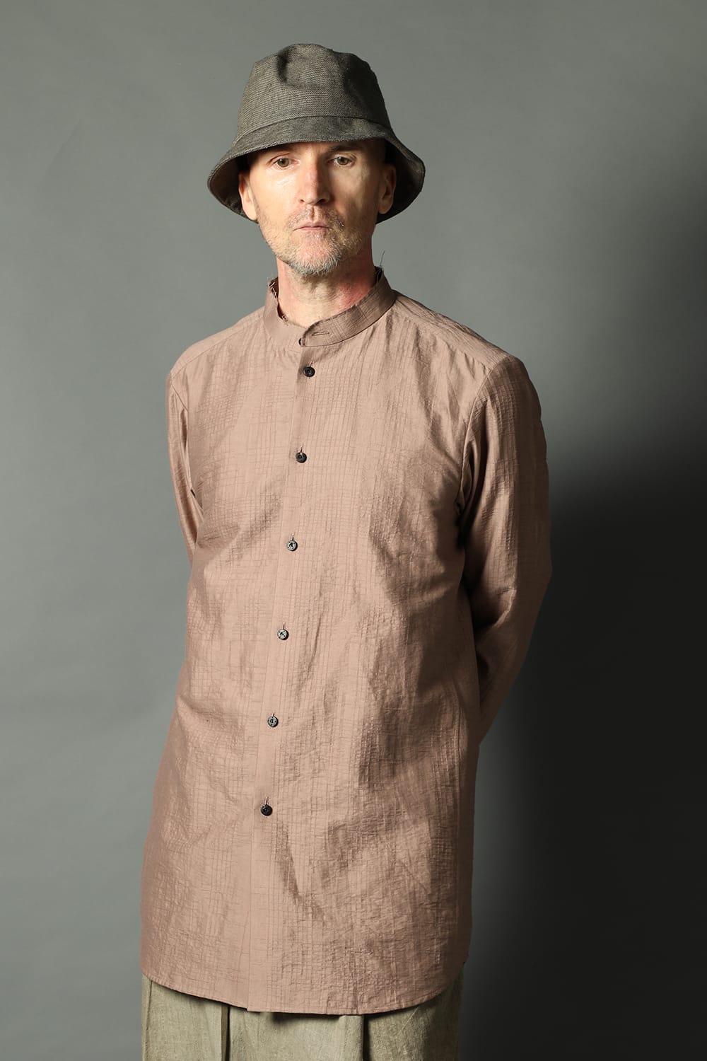 Shirt cotton / nylon Shadow jacquard  Pink Gray