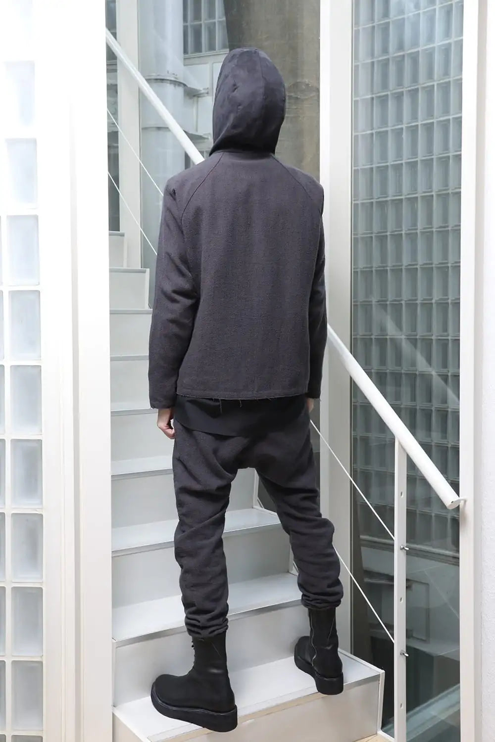 Hooded jacket silk / linen