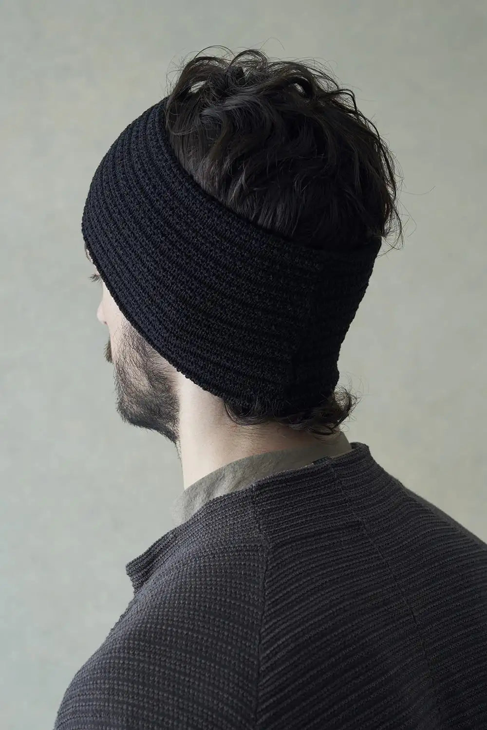 Knit headband cotton/nylon / linen Black