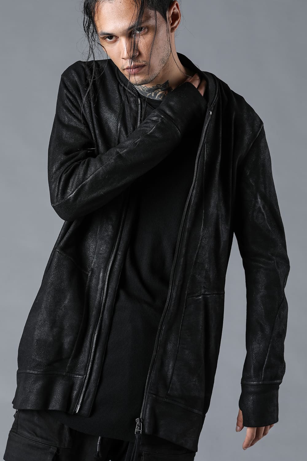 Untwisted Fleece-Line Coated Bomber Jacket