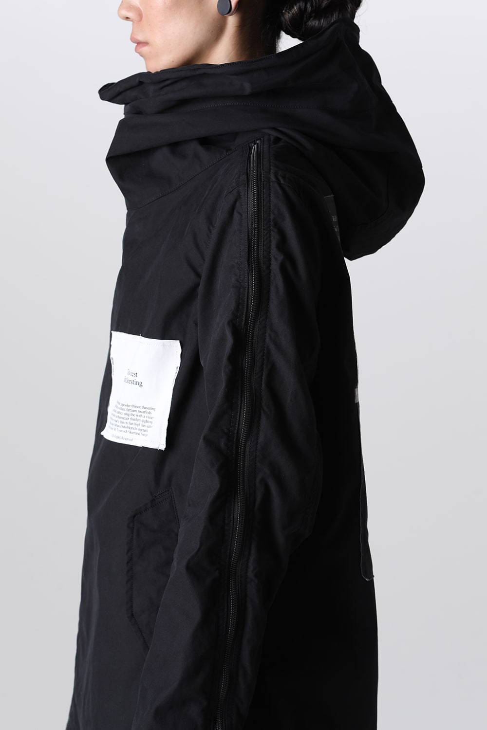 Multi Zip Military Hoodie Coat w/Printed Patches